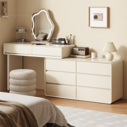 Solid Wood Dressing Table and Drawer Cabinet Integrated Bedroom Modern Minimalist Makeup Table Storage Cabinet Integrated Small Apartment Dressing Table