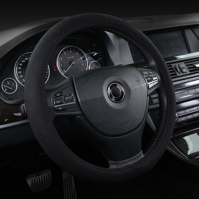 Car steering wheel cover summer non-slip sweat-absorbing unisex breathable fabric cotton linen protective cover four seasons handle cover