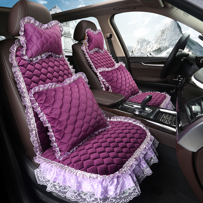 Goddess Lace Car Cushion Winter Short Plush Warm Lady Cute Trolley 2020 New Cotton Car Seat Cushion