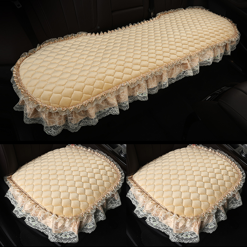Lace Car Cushion Monolithic Winter Plush Full Bag Three Sets No Backrest Warm Ladies All Season Universal Car Seat Cushion