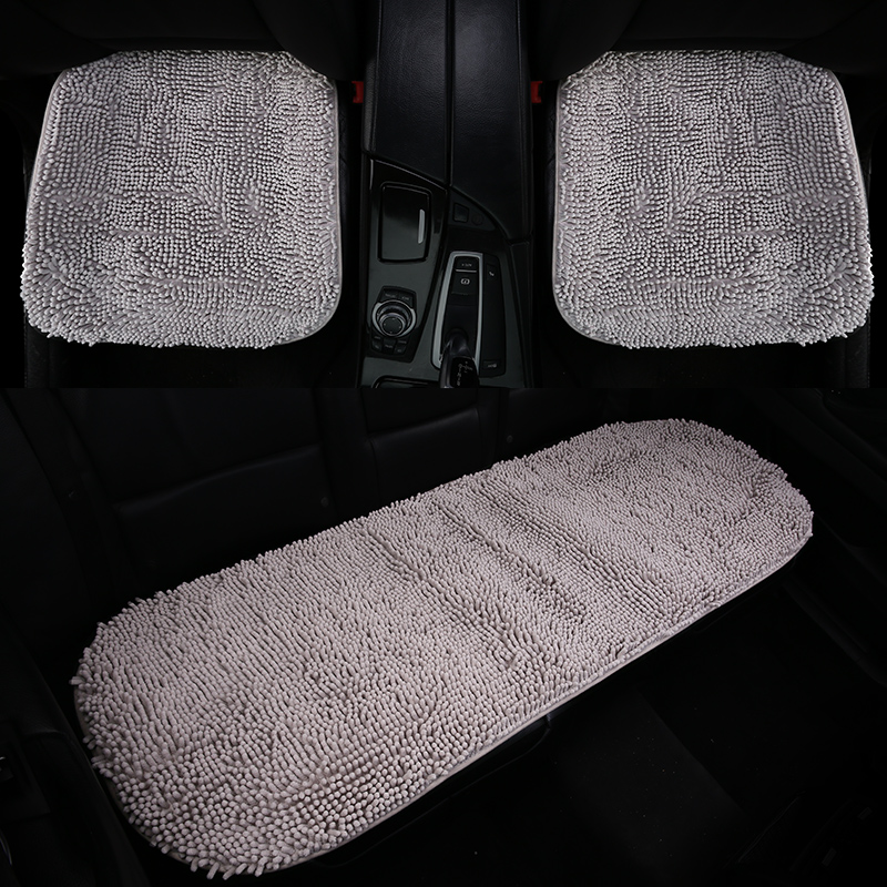 Thickened Coral Suede Car Cushion Monolithic Winter Plush No Backrest Three Sets Winter Warm Rear Car Seat Cushion