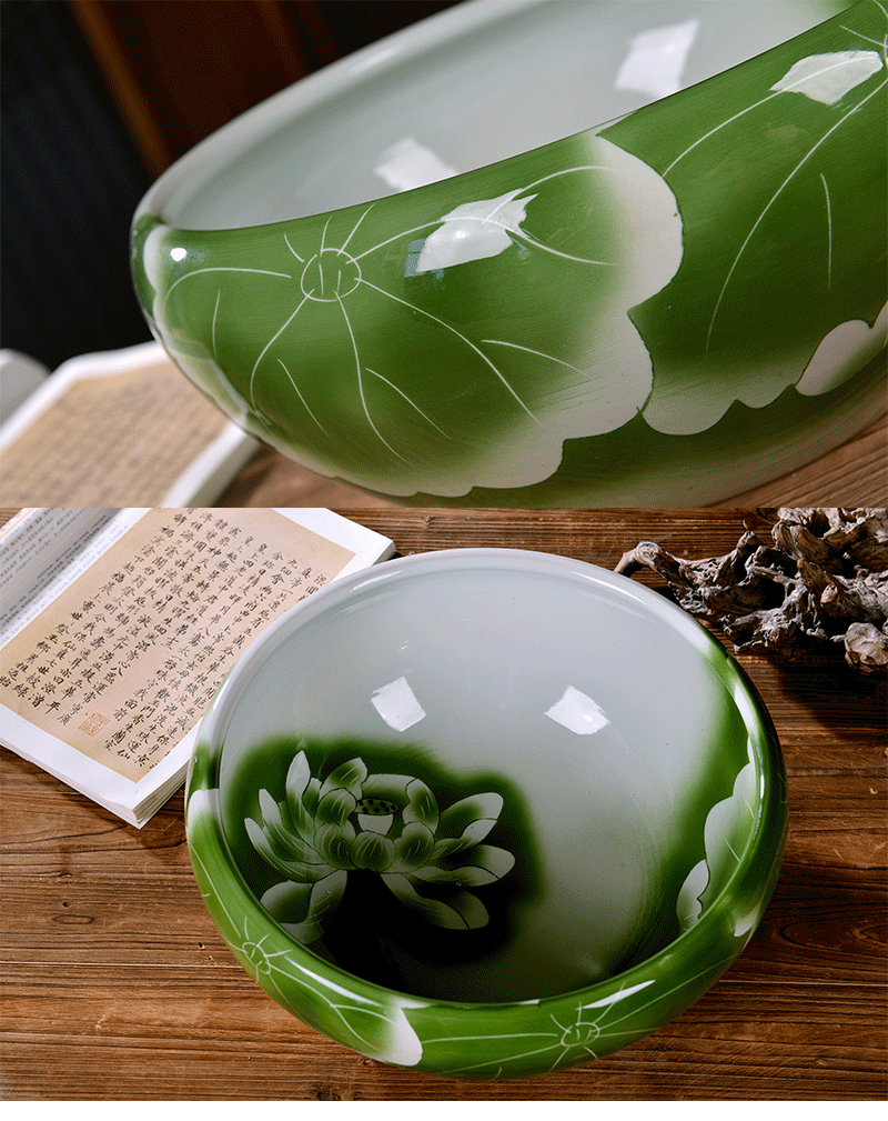 Jingdezhen ceramic fish bowl pillar aquariums sitting room informs the large gold is suing circular cylinder tortoise