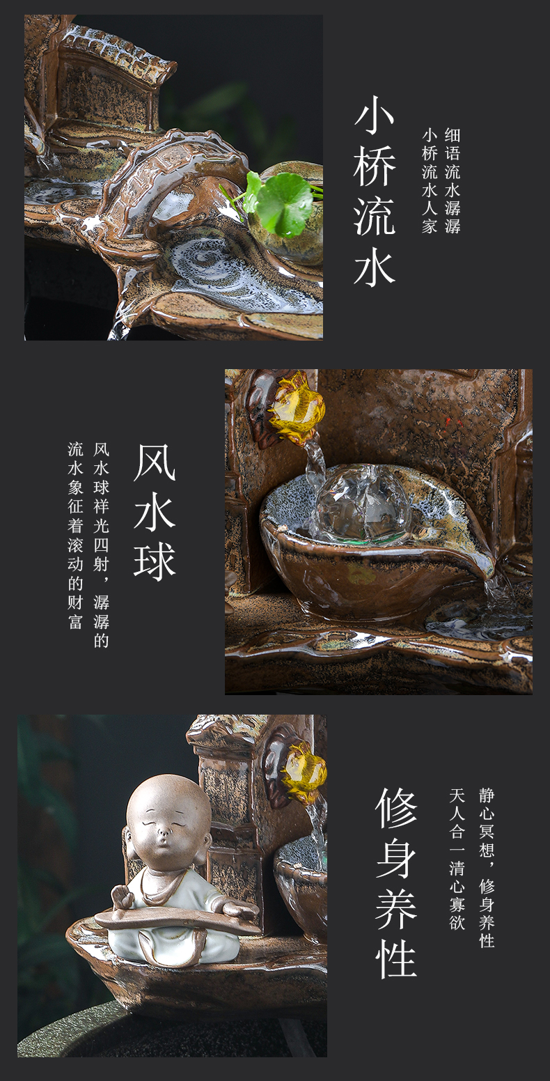 Jingdezhen ceramic aquarium landscape fountain sitting room adornment small desktop furnishing articles office circulation water tank