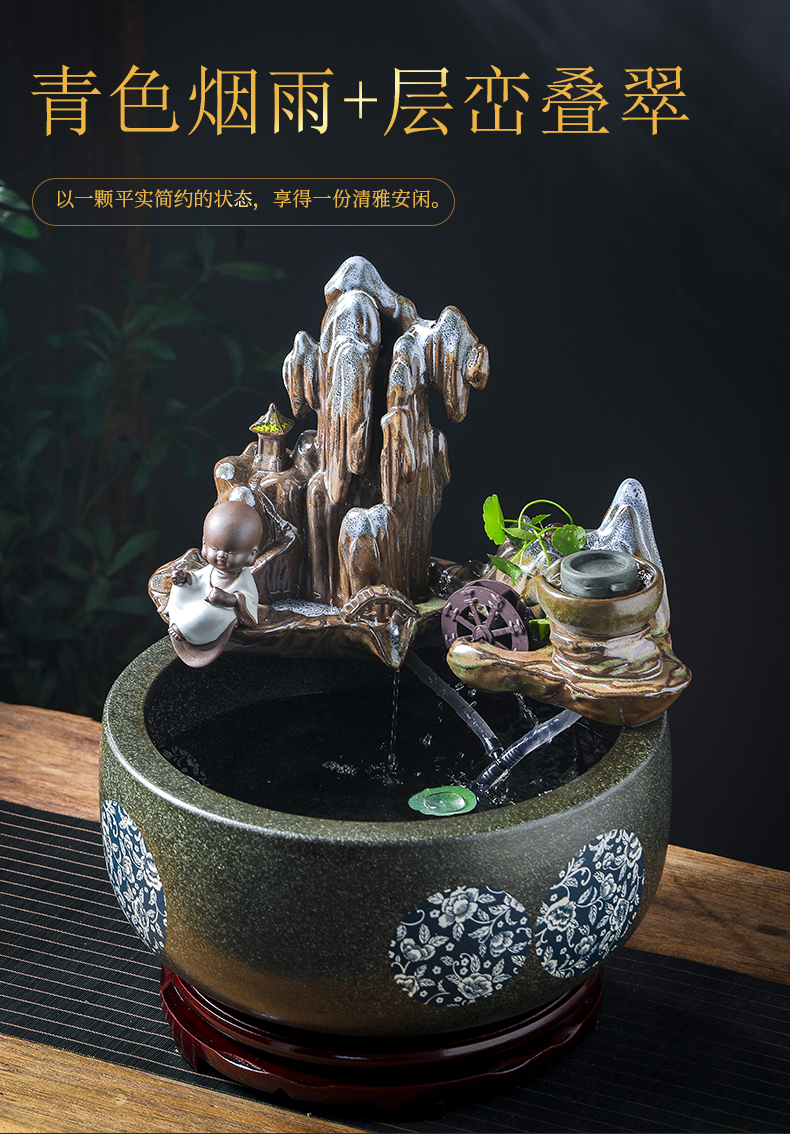 Jingdezhen ceramic aquarium landscape fountain sitting room adornment small desktop furnishing articles office circulation water tank