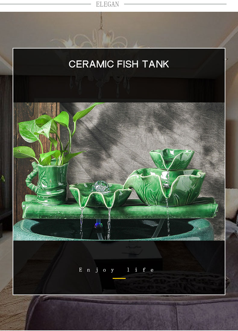 Circulating water sitting room aquarium courtyard balcony ceramic VAT fish basin ground water lily lotus aquarium restoring ancient ways