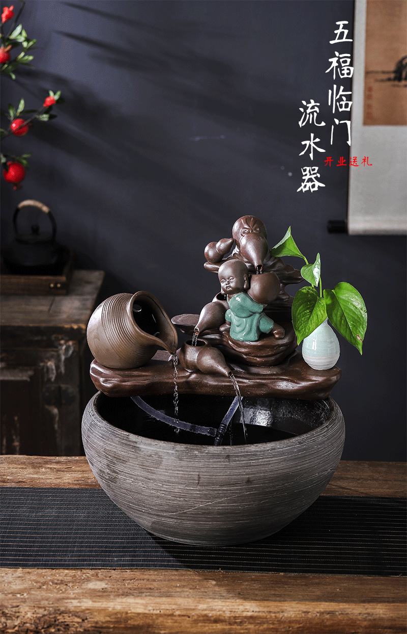 Jingdezhen ceramic aquarium aquarium filter tank restoring ancient ways of small automatic cycle water feng shui plutus sitting room