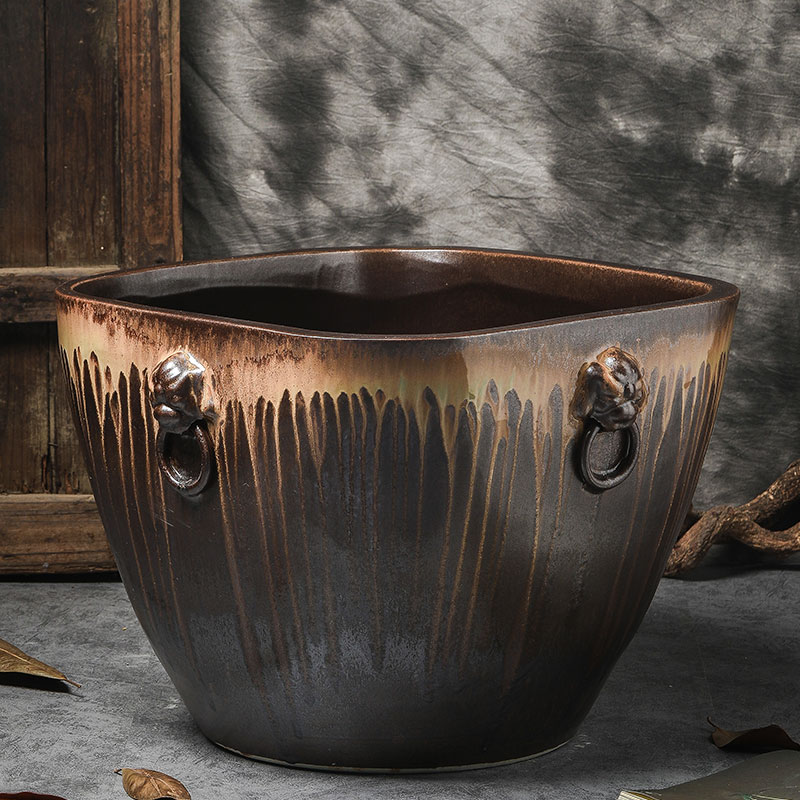 Ceramic aquarium square thick TaoYang aquarium fish tank sitting room balcony ground household archaize tank yard tank