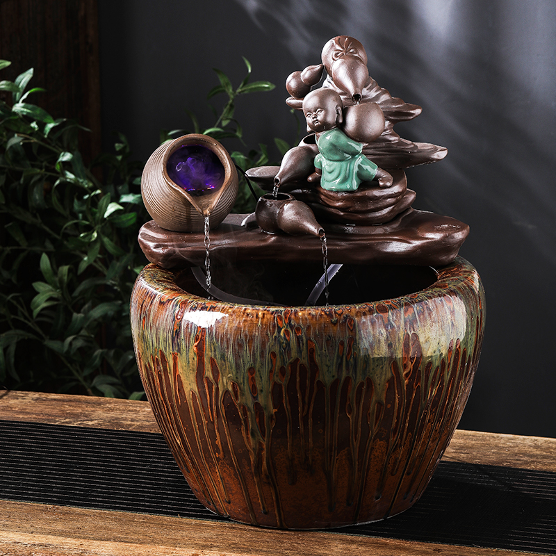 Jingdezhen ceramic furnishing articles circulating water home sitting room balcony large water tank water landing fish bowl