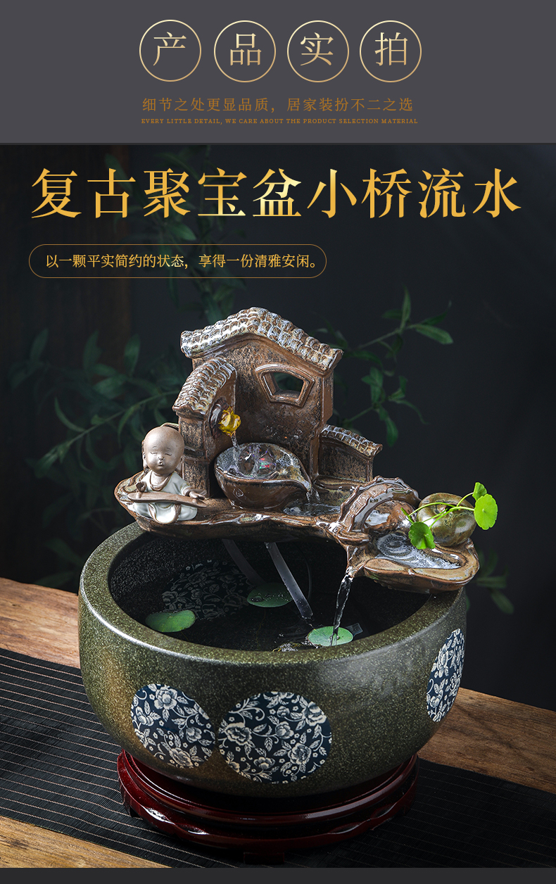 Jingdezhen ceramic aquarium landscape fountain sitting room adornment small desktop furnishing articles office circulation water tank