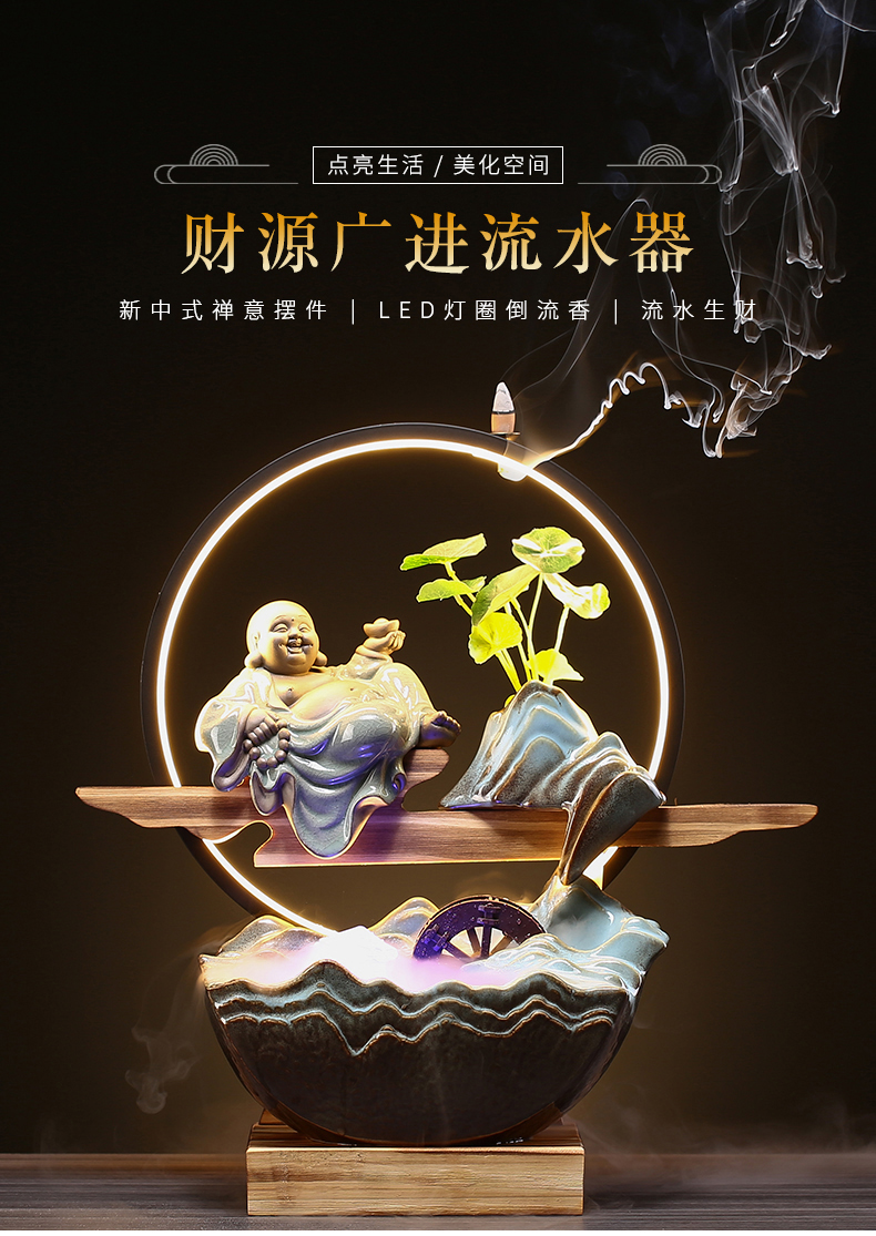 Creative fountain water machine ceramic furnishing articles feng shui plutus office desktop home sitting room porch opening gifts