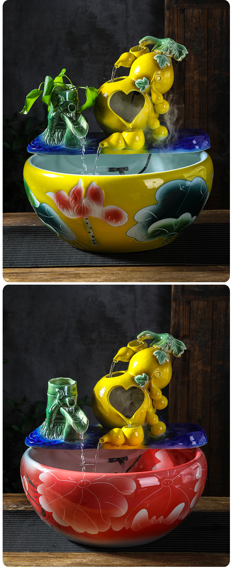 Creative ceramic aquarium water circulating water home sitting room small landscape desktop furnishing articles goldfish bowl water