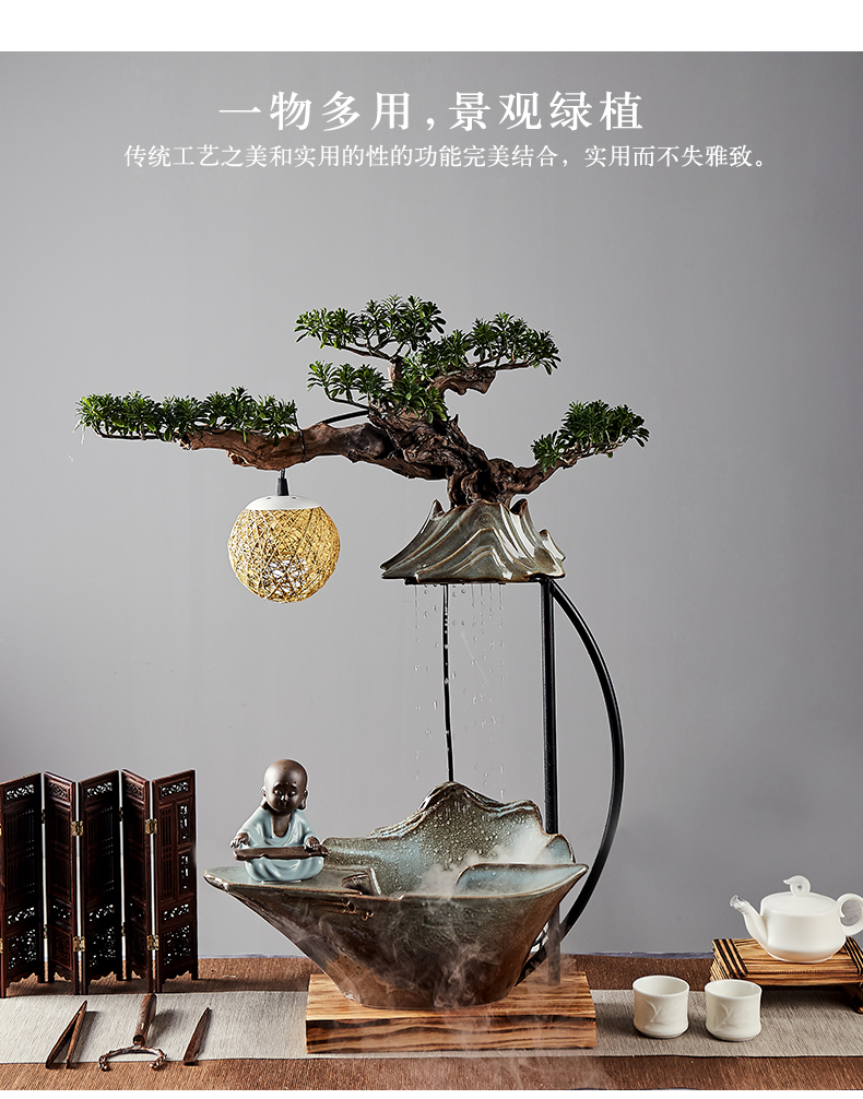 Creative jingdezhen ceramic water furnishing articles lucky auspicious feng shui wheel tank sitting room household humidifier automatic cycle