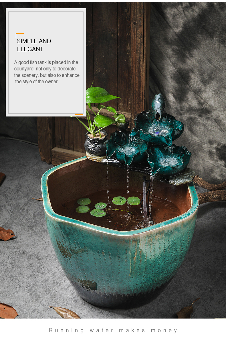 Jingdezhen ceramic aquarium sitting room humidifier water fountain aquarium fish bowl lotus garden balcony water tanks