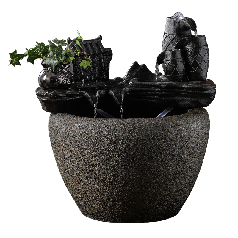 Ceramic aquarium large circulating water filter sitting room balcony ground residential landscape lotus goldfish bowl