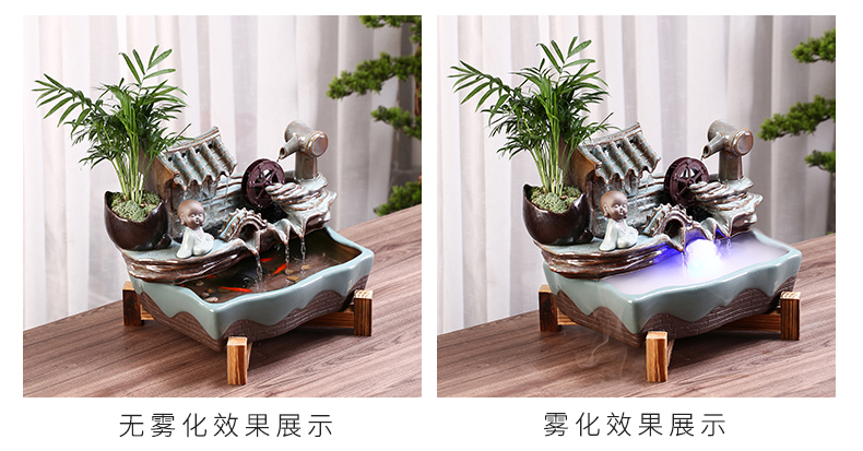 Ceramic circulating water zen home office desktop sitting room small goldfish bowl humidifying furnishing articles gifts