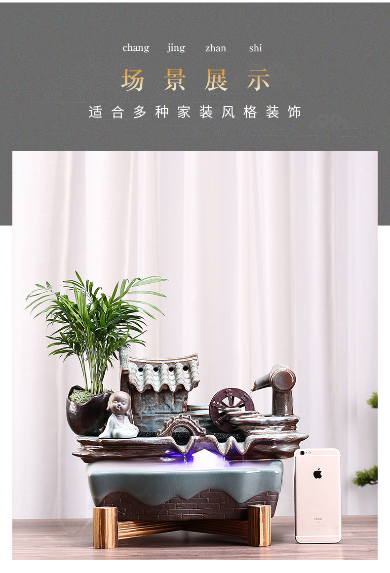 Ceramic circulating water zen home office desktop sitting room small goldfish bowl humidifying furnishing articles gifts