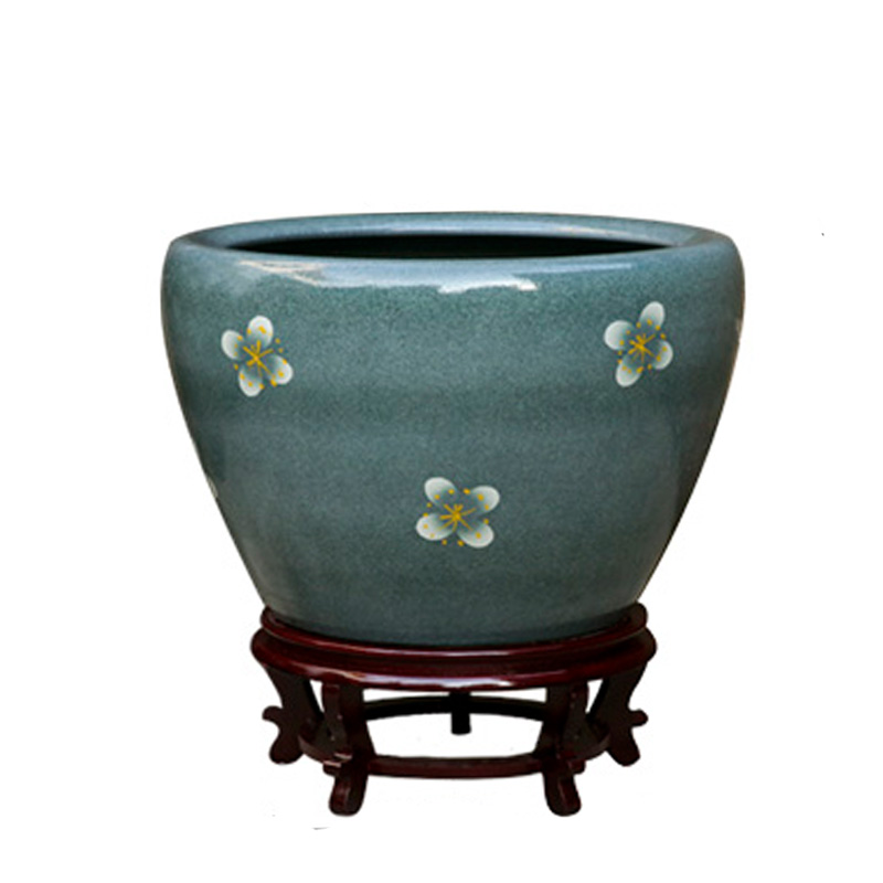 Jingdezhen ceramic big fish tank floor heavy brocade carp courtyard garden cylinder lucky feng shui and circular tank