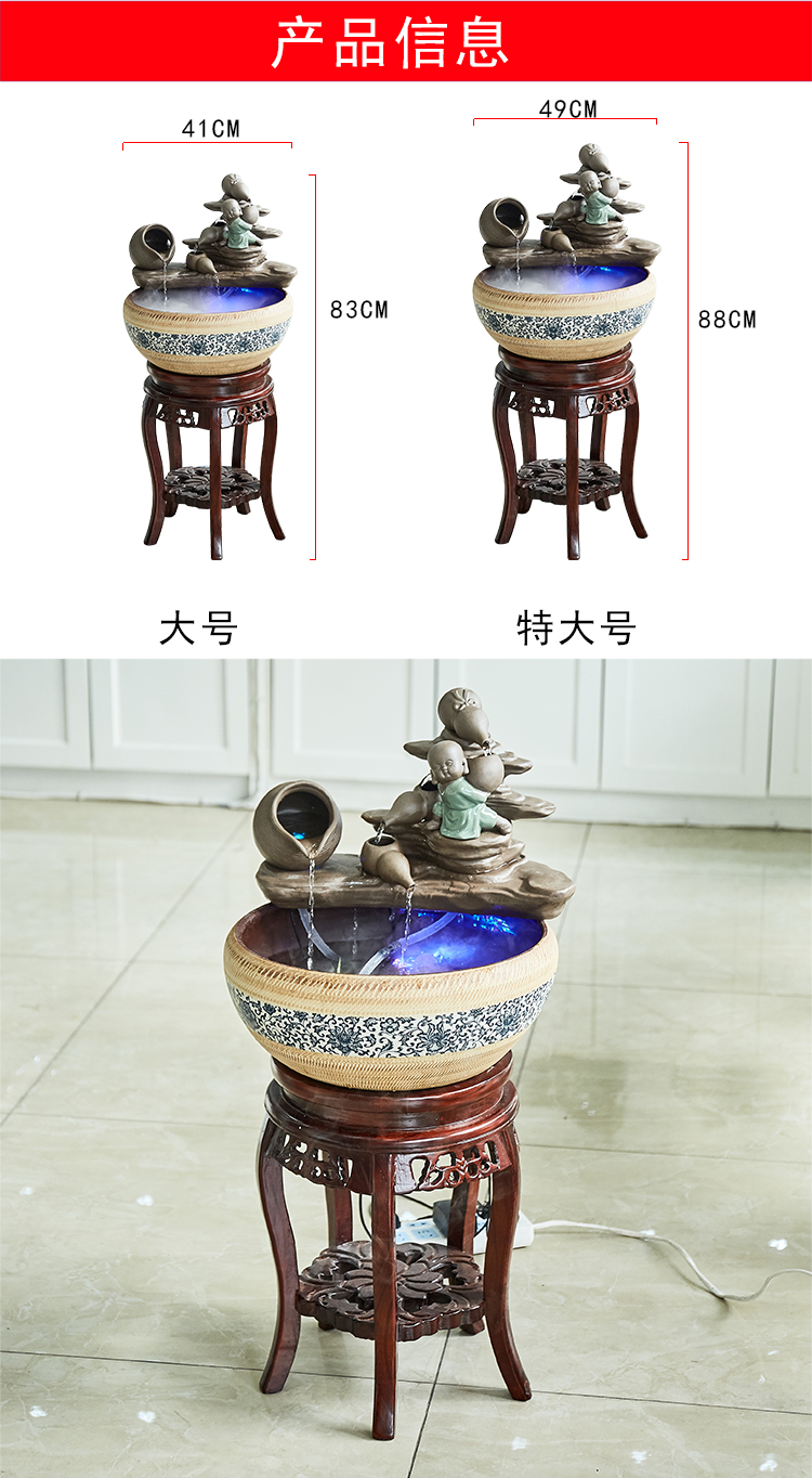 The Desktop ceramic water fountain furnishing articles atomization feng shui wheel tank zen sitting room indoor humidifier tank