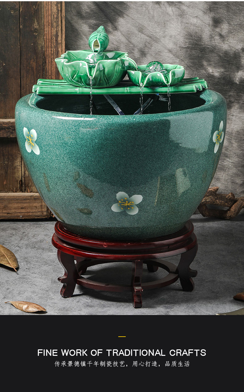 Circulating water sitting room aquarium courtyard balcony ceramic VAT fish basin ground water lily lotus aquarium restoring ancient ways