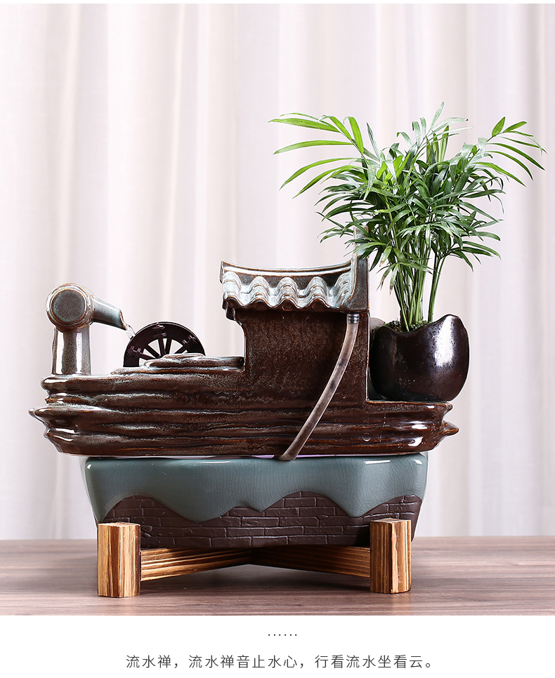 Ceramic circulating water zen home office desktop sitting room small goldfish bowl humidifying furnishing articles gifts