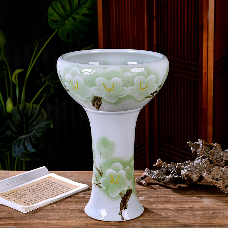 Jingdezhen ceramic fish bowl pillar aquariums sitting room informs the large gold is suing circular cylinder tortoise