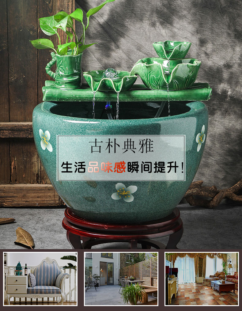 Circulating water sitting room aquarium courtyard balcony ceramic VAT fish basin ground water lily lotus aquarium restoring ancient ways