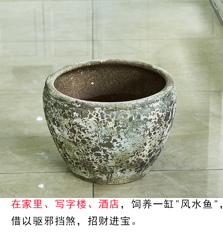 Jingdezhen ceramic VAT coarse pottery circular tank to restore ancient ways of large tank courtyard garden water lily painting and cylinder