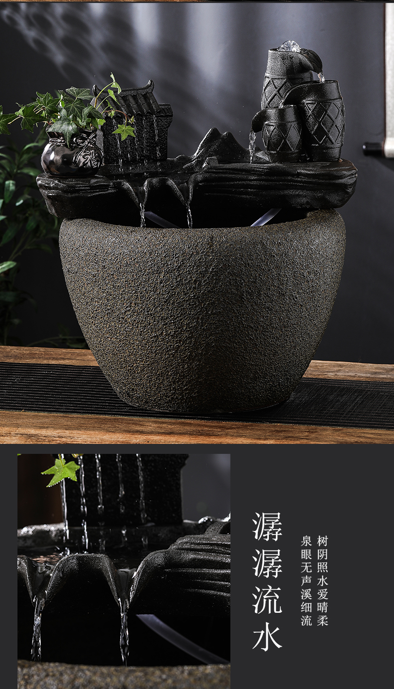 Ceramic aquarium large circulating water filter sitting room balcony ground residential landscape lotus goldfish bowl