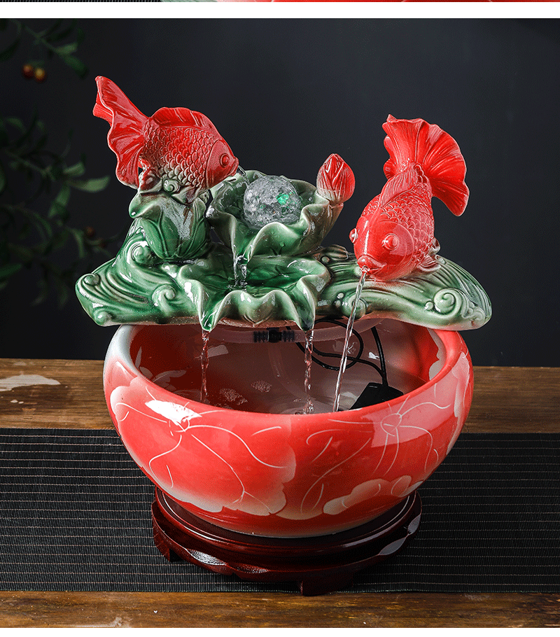 Jingdezhen ceramic water furnishing articles of Chinese style living room small fish tank feng shui plutus automatic cycle water goldfish bowl