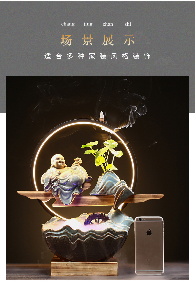 Creative fountain water machine ceramic furnishing articles feng shui plutus office desktop home sitting room porch opening gifts