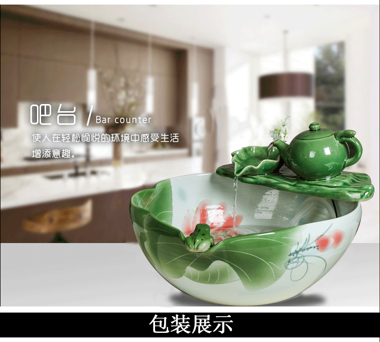 Ceramic furnishing articles fountain water atomization humidifier waterscape feng shui wheel sitting room aquarium desktop opening gifts