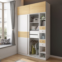 Shushu Fort Nordic two-door wardrobe door wardrobe modern multifunctional simple wardrobe solid wood color European room cabinet