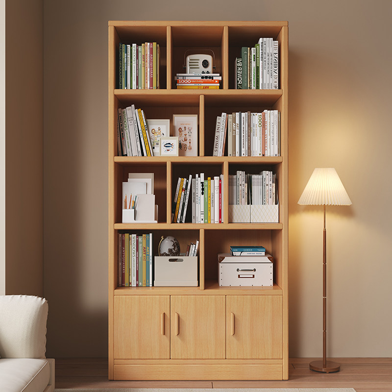 Solid Wood Bookshelf Floor Corner rack leaning against wall Living room One of the lockers Home Display Cabinet Multilayer Bookcase-Taobao