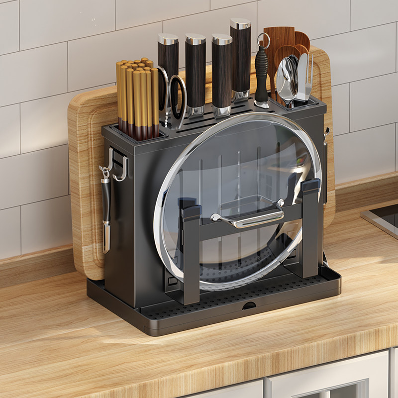 Stainless steel knife rack wall-mounted kitchen rack knife storage layer rack chopping board chopsticks barrel kitchen knife cutting board rack one