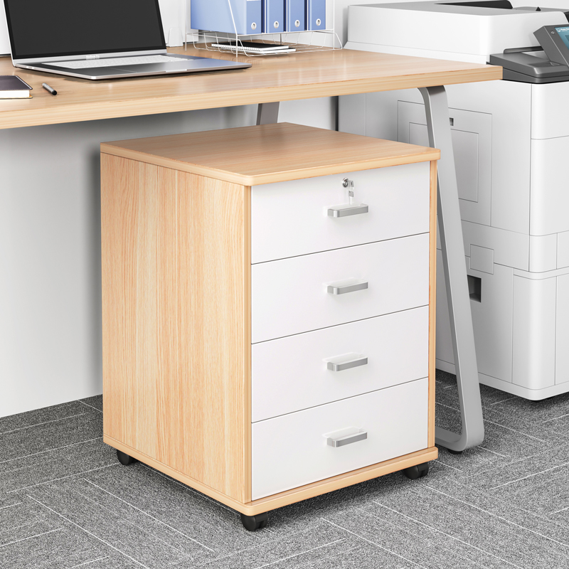 With Lock Cabinet Table Lower Office Cabinet Wood Side Cabinet Office Containing Cabinet Printer Drawers Storage Short Cabinet-Taobao