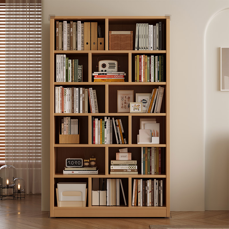 Full solid wood bookshelf integrated by wall Living room Living Room Shelve floor Home containing lockers Multilayer Simple Bookcase-Taobao