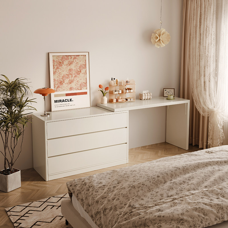 Cream Wind Desk Light Lavish Modern Corner Computer Desk Dresser integrated bedroom L-type office bench solid wood-Taobao