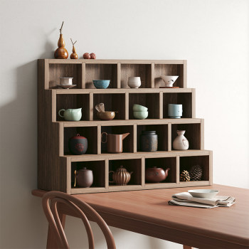 Desktop bo gu rack solid wood chinese teacup rack teacup rack cup storage rack purple sand teapot placement rack
