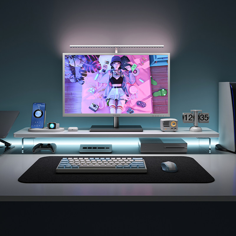 Computer Heightening Rack Acrylic Display Suspended Mat Overhead home desktop screen holder solid wood shelve-Taobao