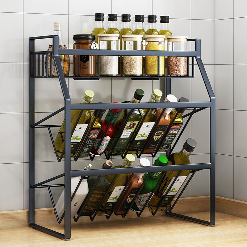 Free-to-install kitchen seasoning Rack Surface Multifunction Oil Salt Sauce Vinegar Bottle of Condiment Condiment Containing shelf