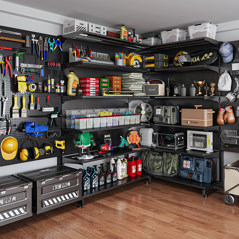Hole board outdoor equipment storage wall cycling camping wall panel shelf storage rack floor-standing punch-free vertical rack