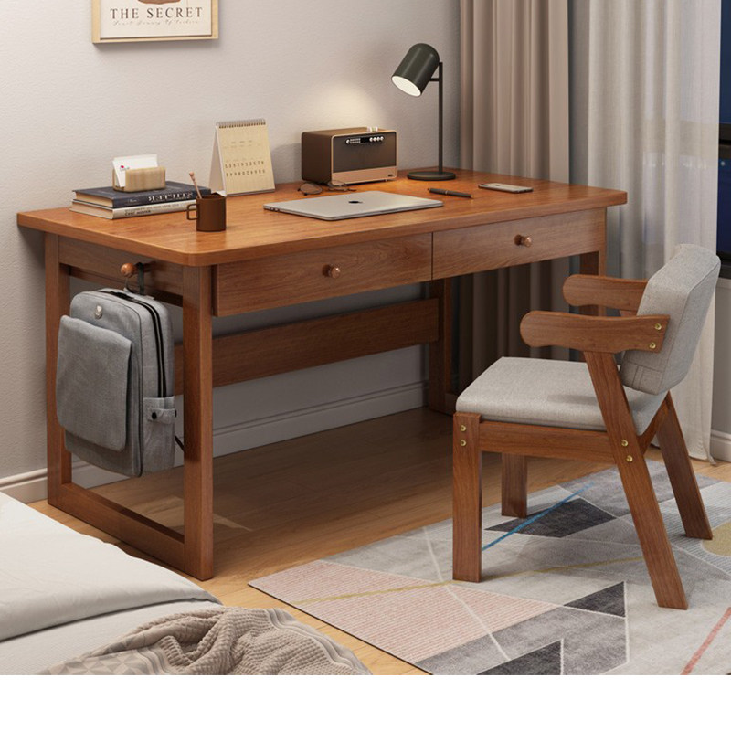 Solid wood leg desk strip home Chinese style computer desk student small family type integrated desk bedroom study table