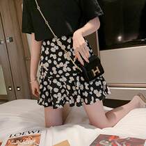Large size chrysanthemum daisy skirt womens foreign atmosphere hipped skirt thin waist a word floral bm skirt fat mm