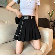 Large size dark punk jk pleated skirt skirt a fat mm College wind anti-light high waist crotch skirt