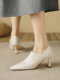 French ankle boots for women spring pointed toe nude high heels women's stiletto white deep mouth single shoes wrapped feet small short boots