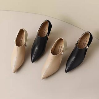 Nude Leather French Ankle Boots for Women, Stiletto Heels, Spring and Autumn Deep-Cut Single Shoes, Pointed Toe High Heels, Elegant Shallow Short Boots for Women