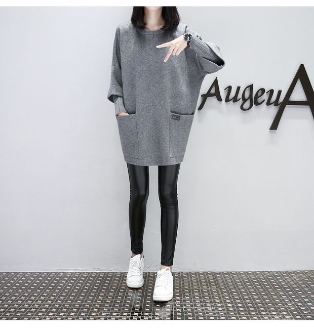 Bà bầu mặc quần áo mùa đông size rộng cho bà bầu áo sơ mi béo MM áo len dài tay áo thun đáy quần giả hai áo bầu đẹp