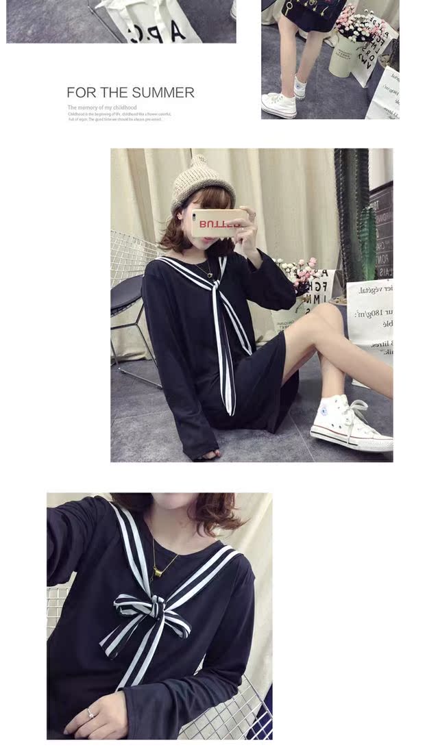 Trang phục bà bầu thu đông 2018 phiên bản Hàn Quốc mới của phần dài tay áo cotton dài tay áo sơ mi nữ bầu bầu đầm mùa thu áo bầu công sở