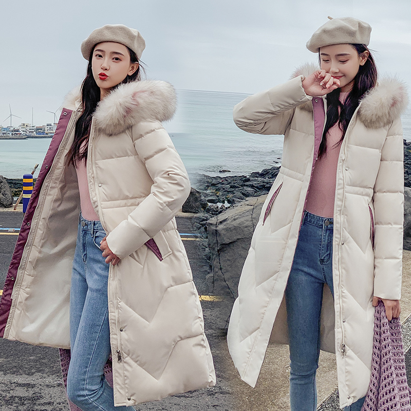 棉衣女2019冬季新韩版中长款棉衣女式羽绒棉服加厚修身棉袄外套N3