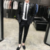 Mùa thu mới tay dài phù hợp với nam xu hướng cá tính thêu ong stylist đẹp trai phù hợp với hai mảnh áo nam Suit phù hợp